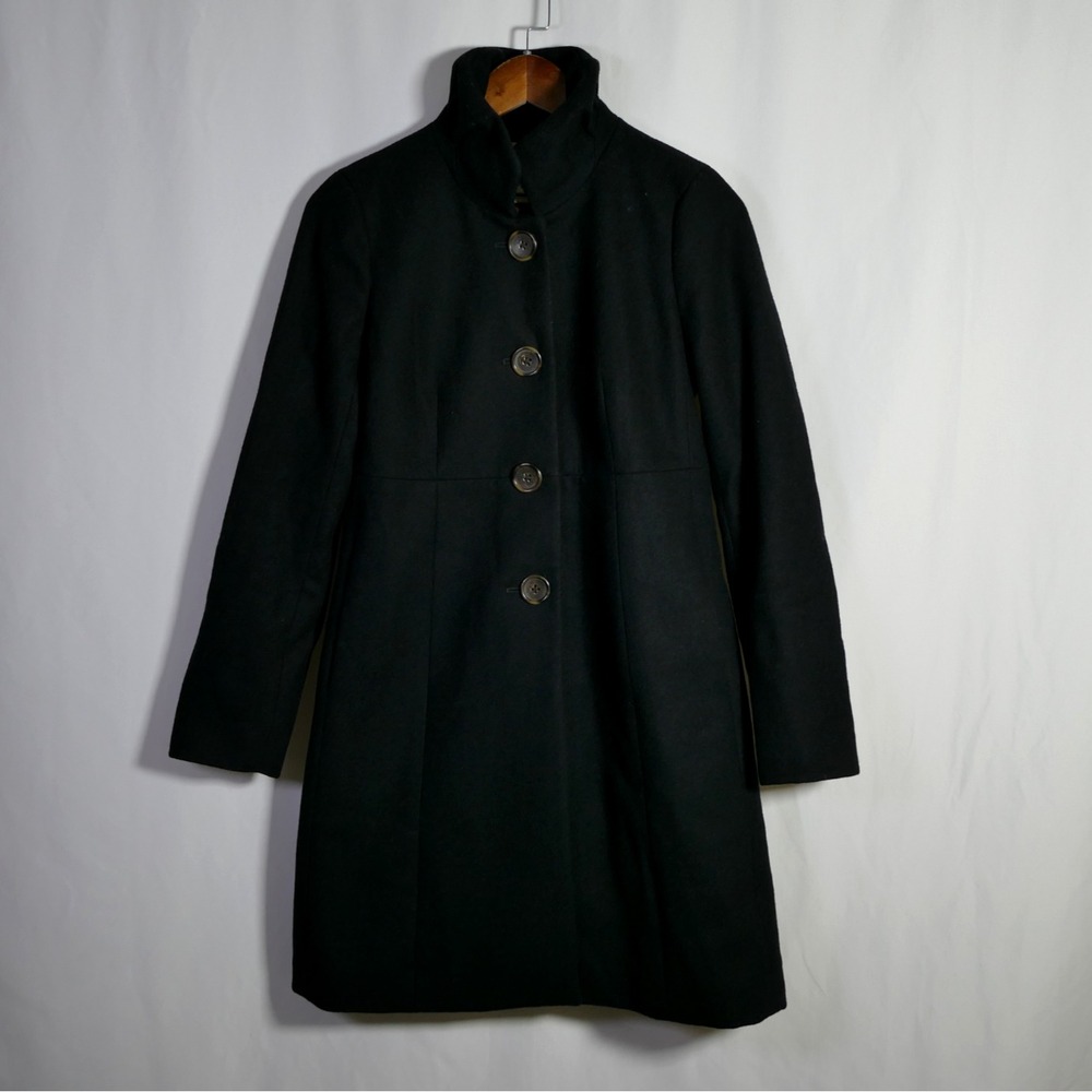 J Crew Womens Wool Blend Uptown Dress Coat Size 2 Black Career Business Event